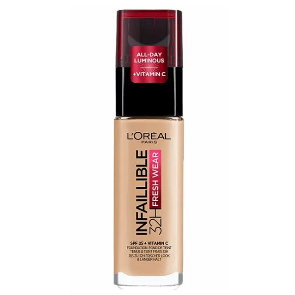 LOréal Paris Infaillible 32H Fresh Wear Foundation with SPF 25 and Vitamin C. All Day Luminous ( Comes in Different Colors )